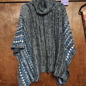 Simonetta Blue and Gray Knit Poncho